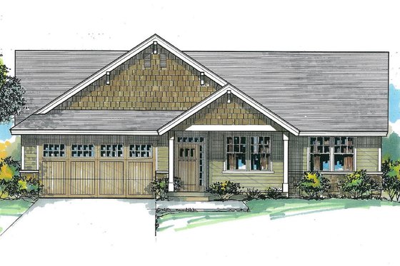 Exterior - Front Elevation for Craftsman House Plan #53-574 - 3 bed, 2 bath
