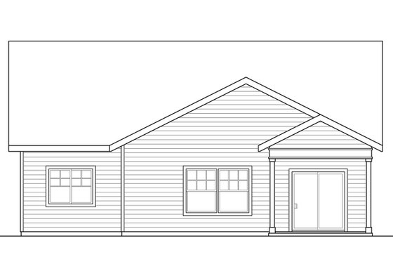 Exterior - Rear Elevation for Bungalow House Plan #124-1028 - 3 bed, 2.5 bath