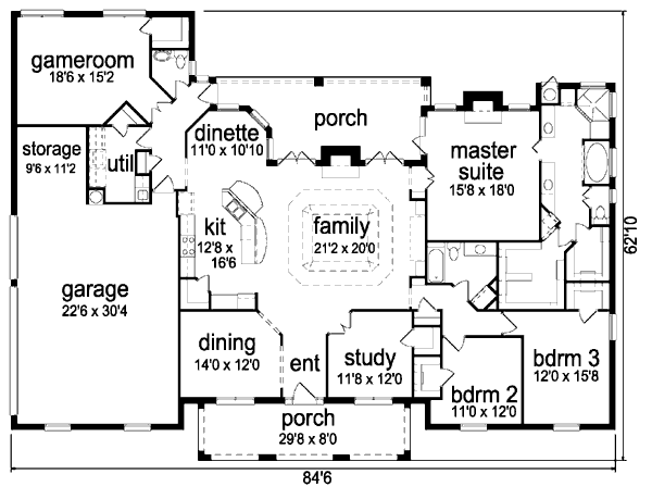 House Design - European Floor Plan - Main Floor Plan #84-398