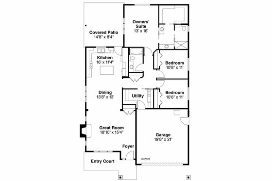 Floor Plan - Main Floor for Traditional House Plan #124-912 - 3 bed, 2 bath