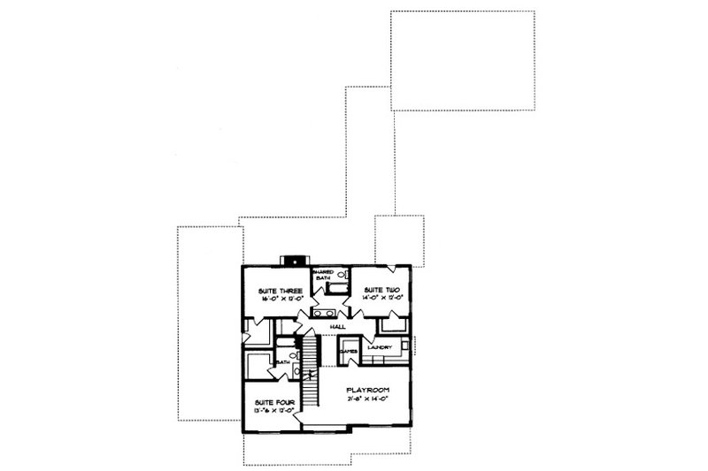 Dream House Plan - Floor Plan - Upper Floor for Craftsman House Plan #413-117 - 4 bed, 3 bath
