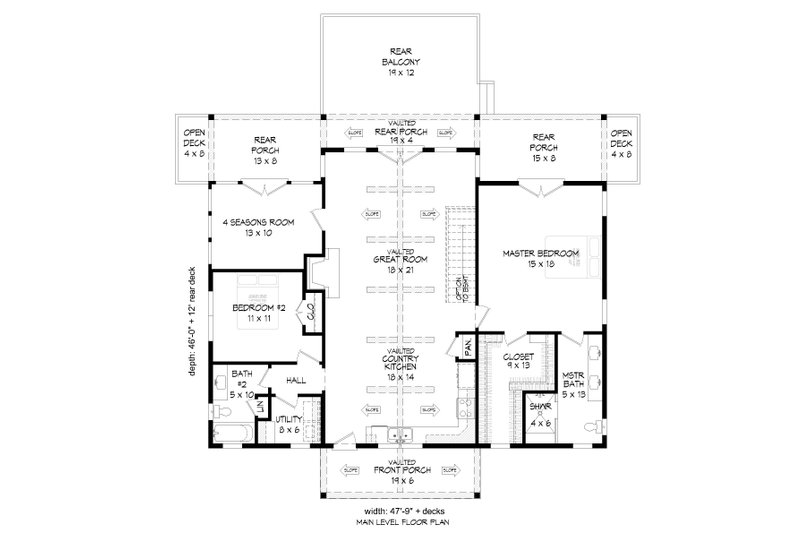 Home Plan - Floor Plan - Main Floor for Traditional House Plan #932-489 - 2 bed, 2 bath