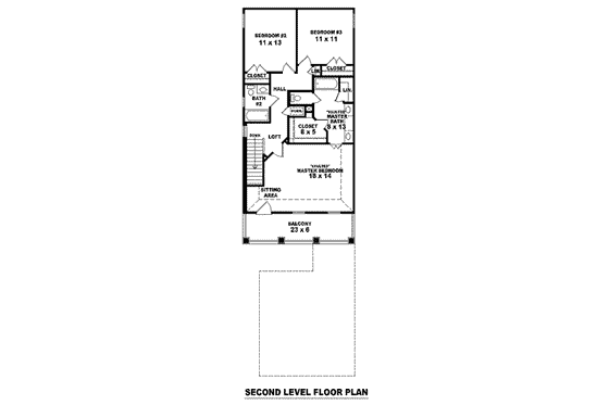 Floor Plan - Upper Floor for Traditional House Plan #81-1368 - 3 bed, 2.5 bath