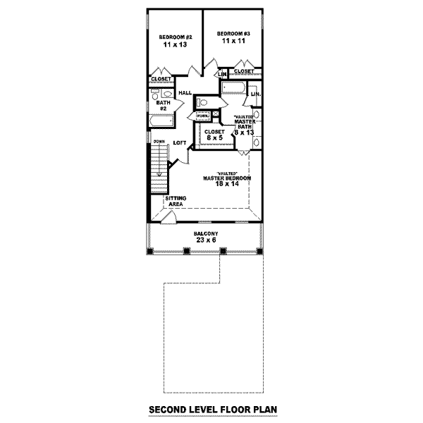 Floor Plan - Upper Floor for Traditional House Plan #81-1368 - 3 bed, 2.5 bath