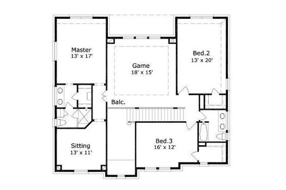 Floor Plan - Upper Floor for Colonial House Plan #411-346 - 4 bed, 3.5 bath