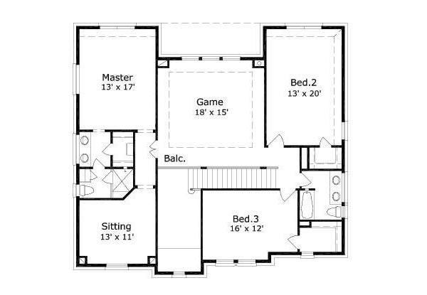 Colonial Floor Plan - Upper Floor Plan #411-346