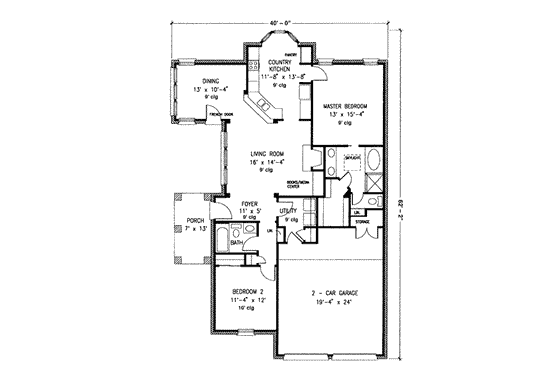 Floor Plan - Main Floor for European House Plan #410-299 - 2 bed, 2 bath