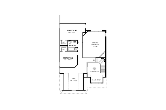 Floor Plan - Upper Floor for Bungalow House Plan #424-212 - 3 bed, 2.5 bath