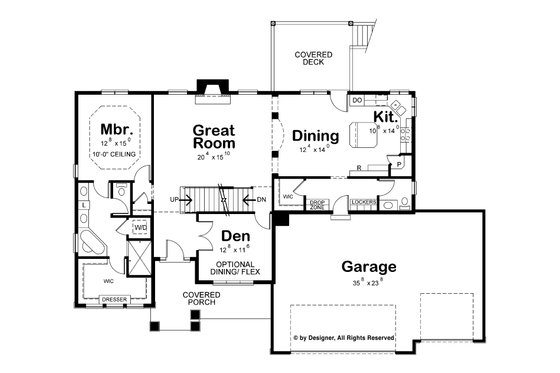 Floor Plan - Main Floor for Modern House Plan #20-2268 - 4 bed, 3.5 bath