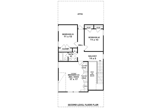 Floor Plan - Upper Floor for Craftsman House Plan #81-13790 - 3 bed, 2.5 bath