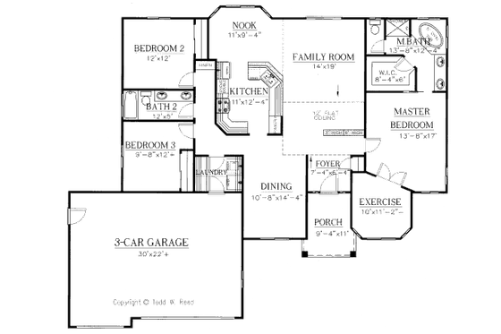 Floor Plan - Main Floor for Traditional House Plan #437-14 - 3 bed, 2 bath