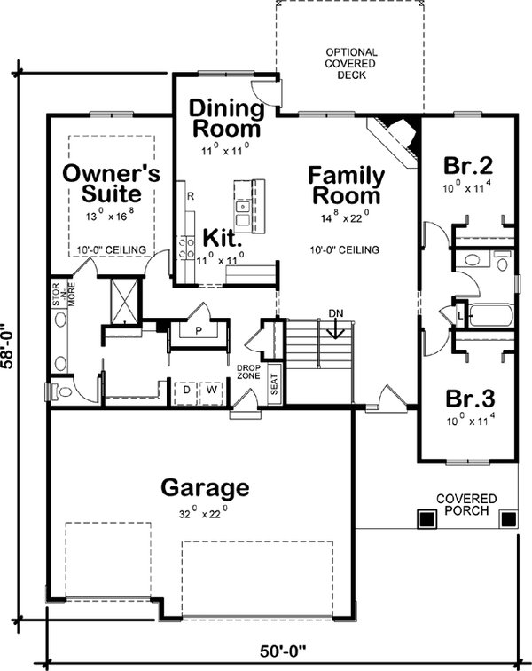 House Plan Design - Craftsman Floor Plan - Main Floor Plan #20-2323