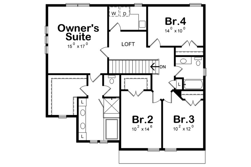 Home Plan - Floor Plan - Upper Floor for Craftsman House Plan #20-2345 - 4 bed, 3.5 bath