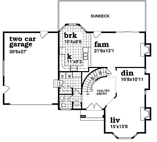 Mediterranean Floor Plan - Main Floor Plan #47-373