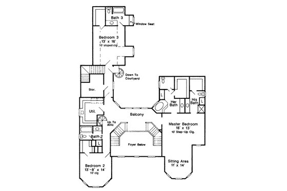 Floor Plan - Upper Floor for Victorian House Plan #410-262 - 3 bed, 4.5 bath