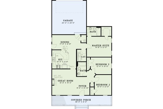 Floor Plan - Main Floor for Country House Plan #17-1051 - 3 bed, 2 bath