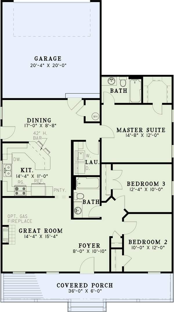 House Design - Country Floor Plan - Main Floor Plan #17-1051