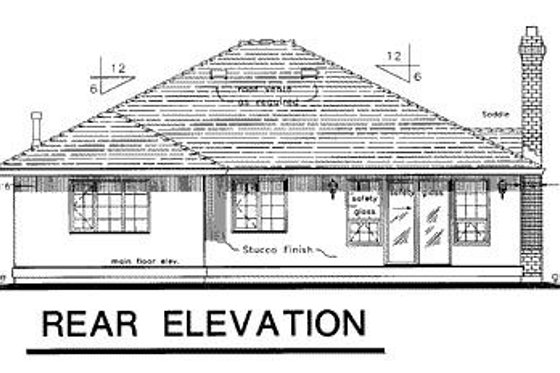 Exterior - Rear Elevation for Ranch House Plan #18-112 - 3 bed, 2 bath