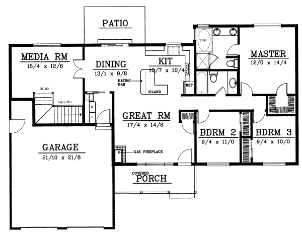 Ranch Floor Plan - Main Floor Plan #97-117