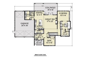 Floor Plan - Main Floor for Contemporary House Plan #1070-44 - 3 bed, 2.5 bath