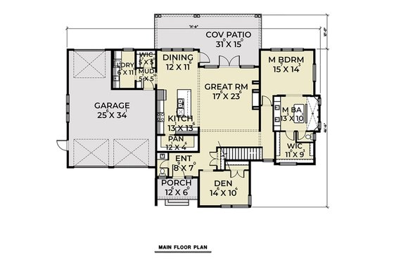 Floor Plan - Main Floor for Contemporary House Plan #1070-44 - 3 bed, 2.5 bath
