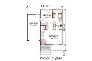 Modern Style House Plan - 3 Beds 2.5 Baths 1265 Sq/Ft Plan #79-371 Floor 