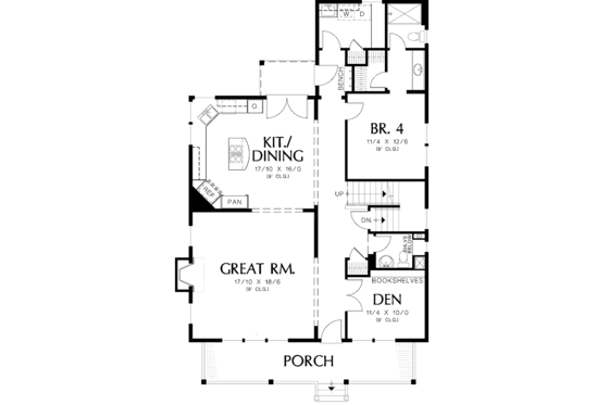 Floor Plan - Main Floor for Country House Plan #48-793 - 4 bed, 3.5 bath