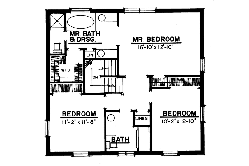 Dream House Plan - Floor Plan - Upper Floor for Classical House Plan #1016-10 - 3 bed, 2.5 bath