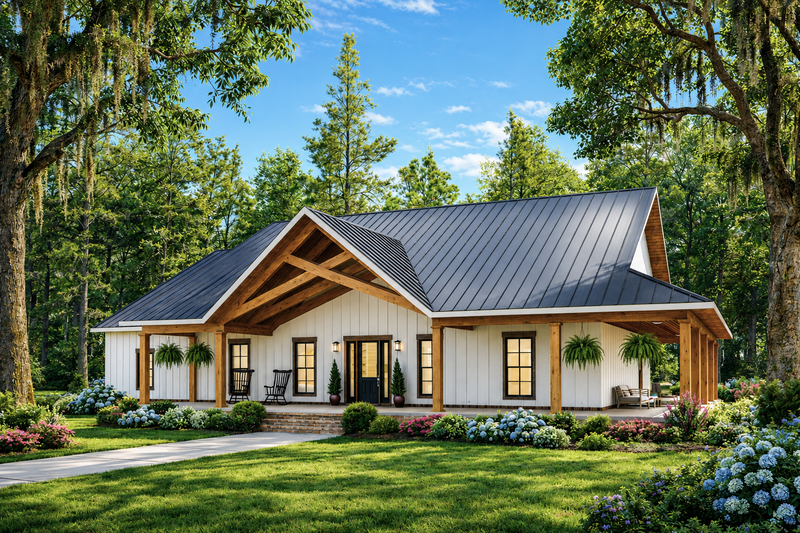 Architectural House Design - Exterior - Front Elevation 2 for Farmhouse House Plan #44-317 - 7 bed, 3 bath