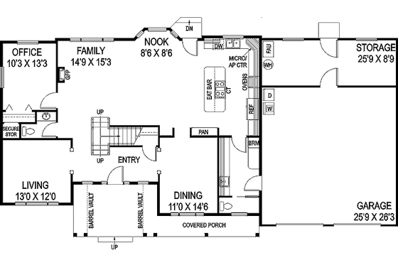 Floor Plan - Main Floor for Country House Plan #60-831 - 5 bed, 2.5 bath