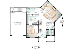 Floor Plan - Main Floor for Traditional House Plan #23-674 - 3 bed, 2 bath