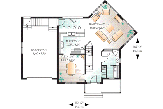 Floor Plan - Main Floor for Traditional House Plan #23-674 - 3 bed, 2 bath