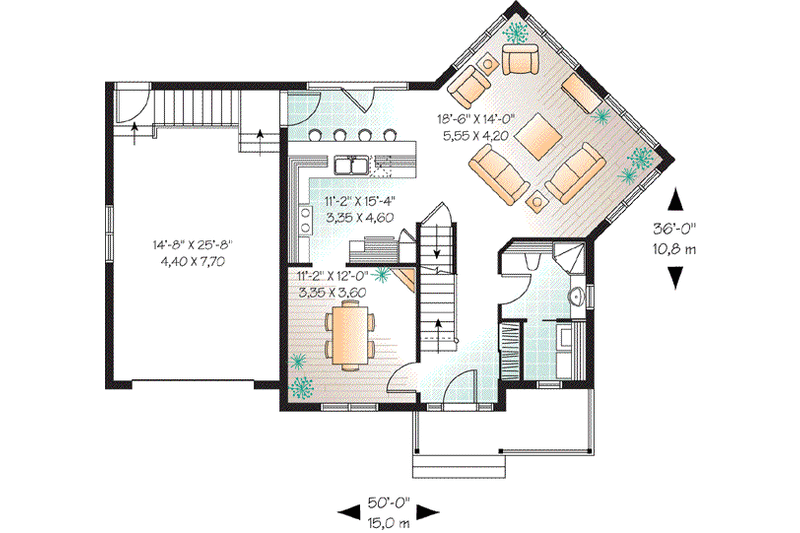 Home Plan - Floor Plan - Main Floor for Traditional House Plan #23-674 - 3 bed, 2 bath