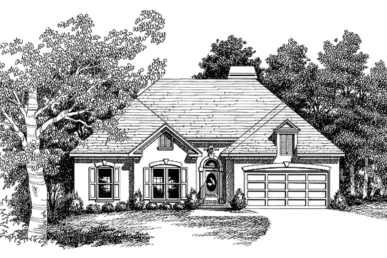 Exterior - Front Elevation 3 for Mediterranean House Plan #927-68 - 3 bed, 2 bath