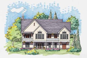 Exterior - Rear Elevation for Country House Plan #929-569 - 3 bed, 2.5 bath