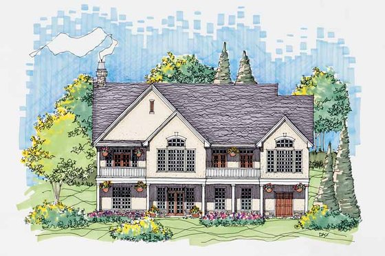 Exterior - Rear Elevation for Country House Plan #929-569 - 3 bed, 2.5 bath