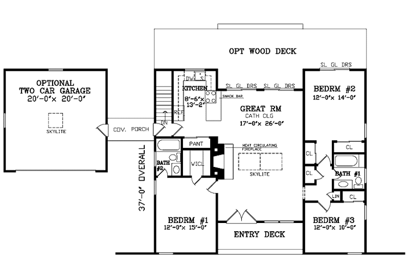 Dream House Plan - Floor Plan - Main Floor for Contemporary House Plan #314-245 - 3 bed, 2 bath