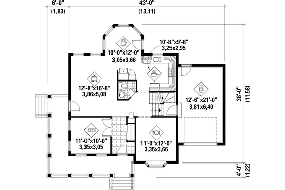 Floor Plan - Main Floor for Country House Plan #25-4601 - 3 bed, 1 bath