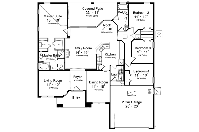 Dream House Plan - Floor Plan - Main Floor for European House Plan #1015-40 - 4 bed, 2 bath
