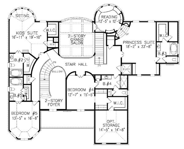 House Blueprint - Mediterranean Floor Plan - Upper Floor Plan #54-284