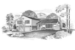 Home Plan - Exterior - Front Elevation for Contemporary House Plan #72-576 - 4 bed, 0 bath