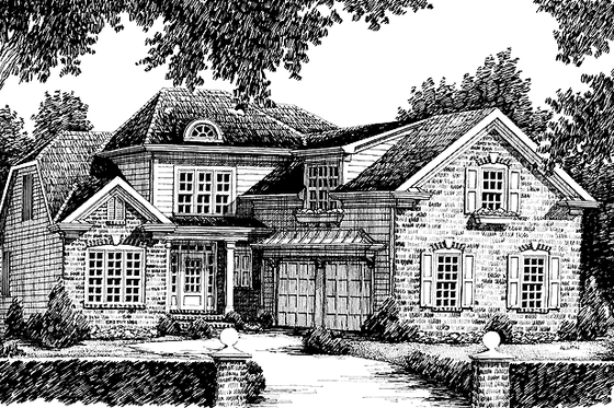 Exterior - Front Elevation 3 for Colonial House Plan #927-621 - 3 bed, 2.5 bath