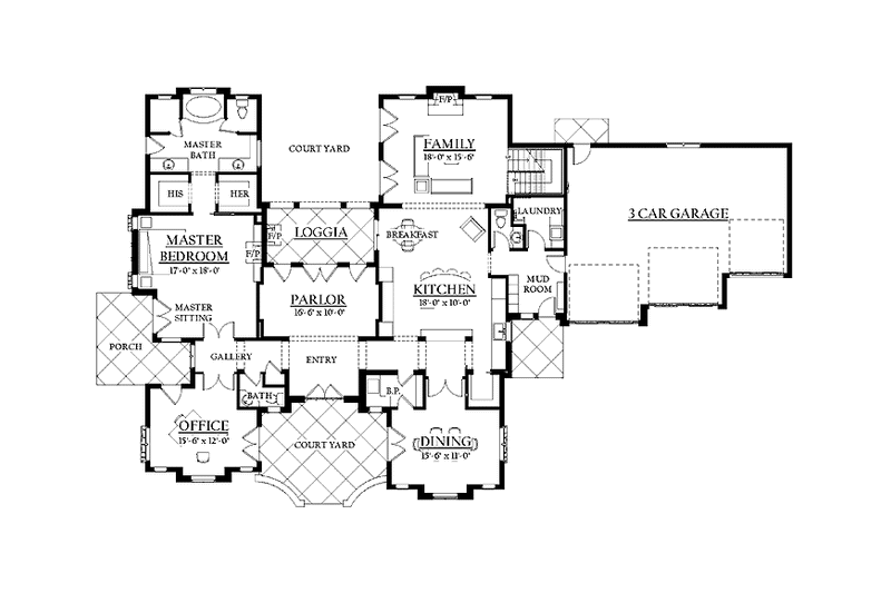 Architectural House Design - Floor Plan - Main Floor for Country House Plan #937-6 - 4 bed, 3 bath