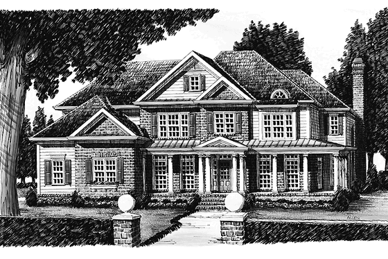 Exterior - Front Elevation 3 for Classical House Plan #927-605 - 5 bed, 4.5 bath