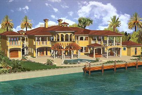 Exterior - Rear Elevation for Mediterranean House Plan #420-195 - 6 bed, 8 bath