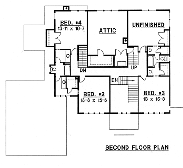 Traditional Floor Plan - Upper Floor Plan #67-174
