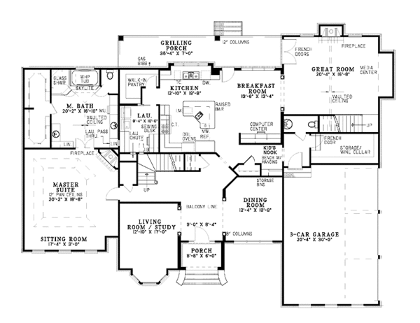 Dream House Plan - Traditional Floor Plan - Main Floor Plan #17-3126