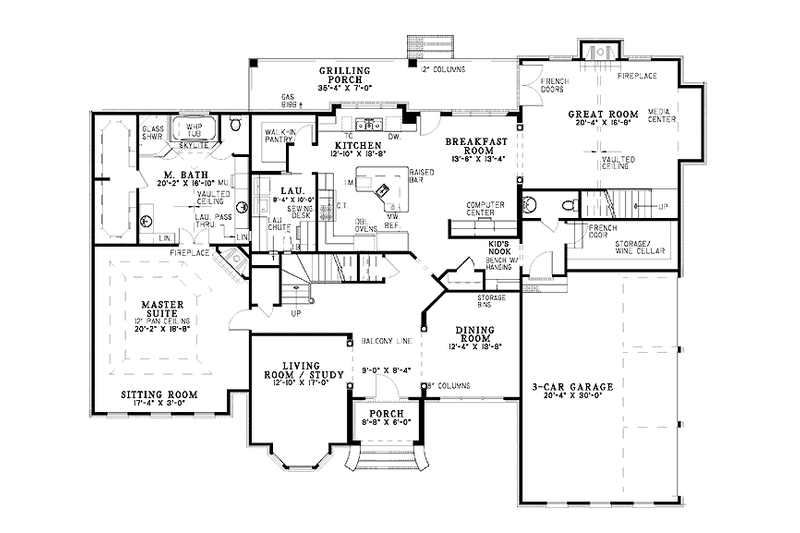 Dream House Plan - Floor Plan - Main Floor for Traditional House Plan #17-3126 - 5 bed, 4.5 bath