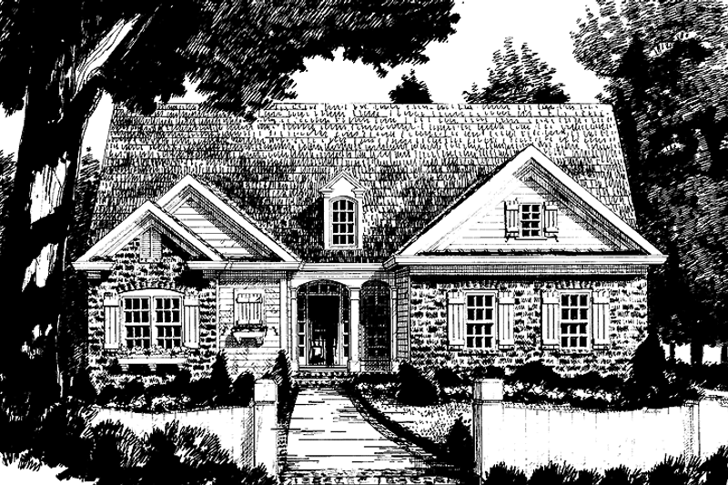 House Blueprint - Exterior - Front Elevation 3 for Ranch House Plan #927-828 - 3 bed, 2 bath