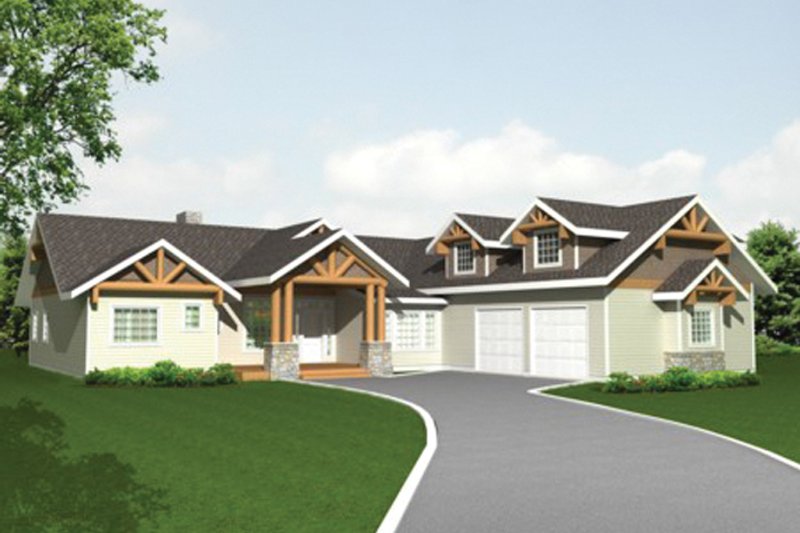 Dream House Plan - Exterior - Front Elevation 3 for Ranch House Plan #117-850 - 4 bed, 4 bath